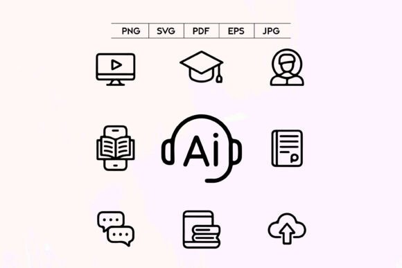 AI Education Icon Set: Visuals for Modern Learning