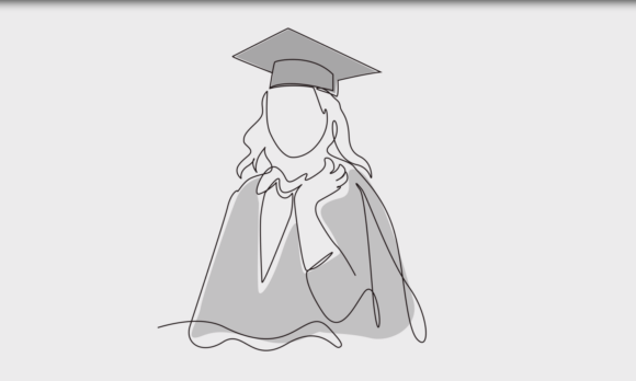 Animated Female Graduate Wearing Gown
