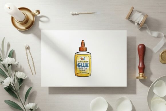 Bright Yellow Bottle of Washable School Glue PNG