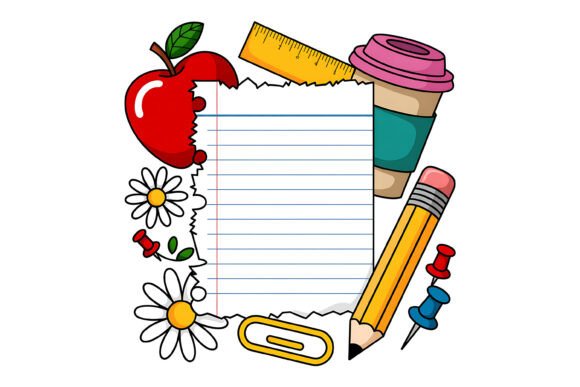 Cute School Note Paper Clipart Design for Creative Projects