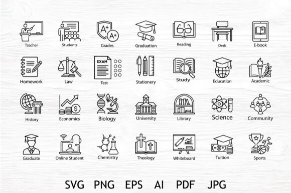 Education Line Icons Bundle: Elevating Academic Visual Communication
