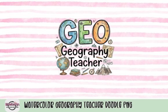 Watercolor Geography Teacher Doodle PNG: A Creative Resource for Educators and Designers